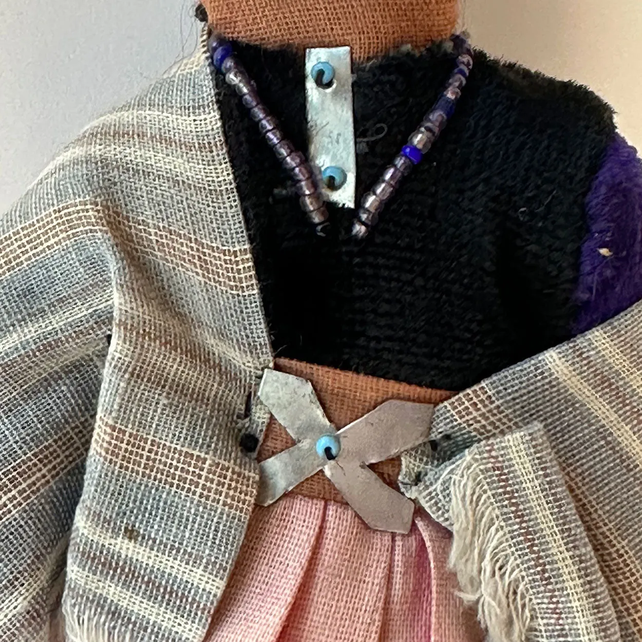 Vintage Native American Navajo Handmade Cloth Beaded Doll of a Lady