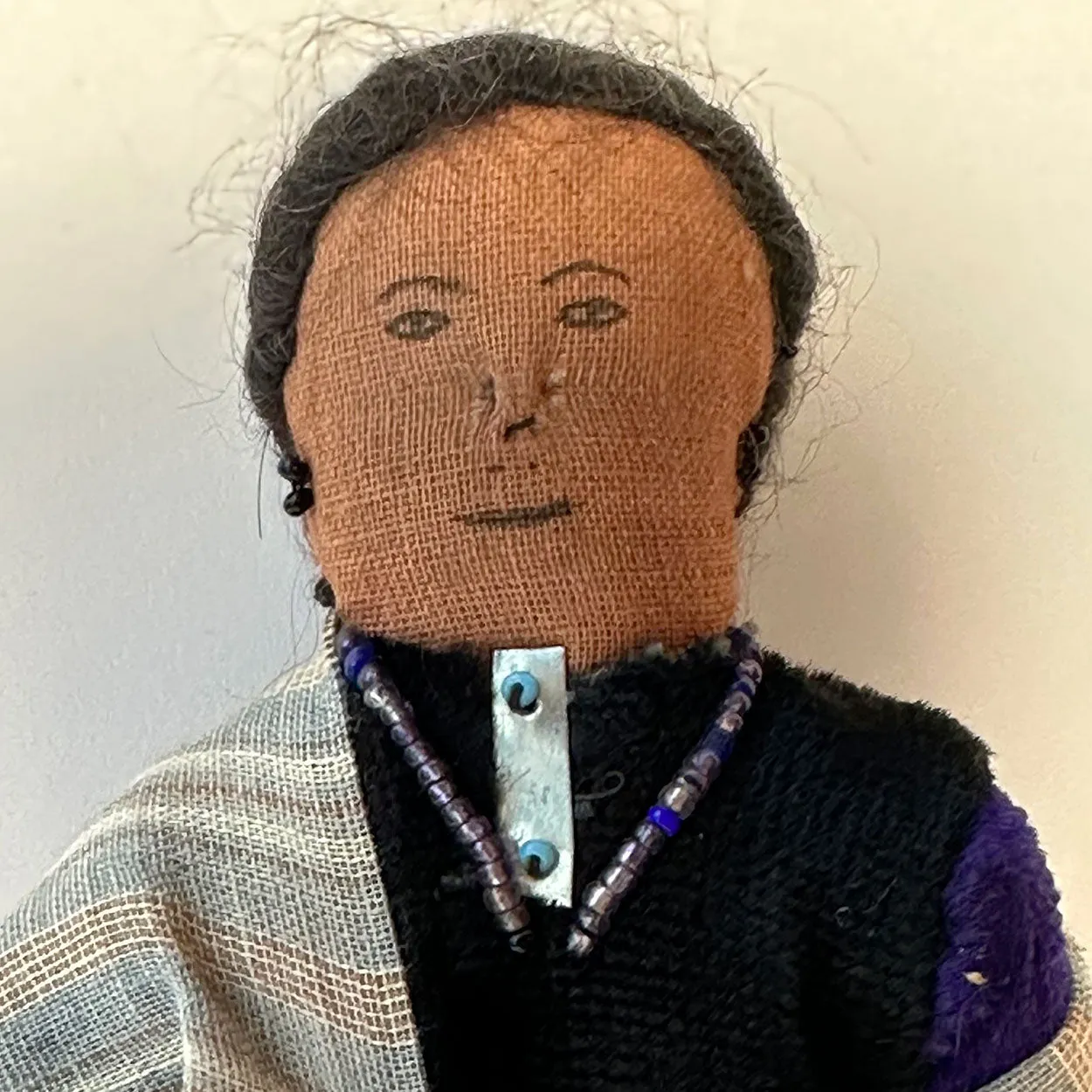 Vintage Native American Navajo Handmade Cloth Beaded Doll of a Lady