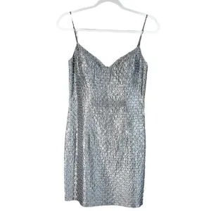 Vintage Niteline 90s Y2K Gunmetal Grey All Over Beaded Mini Body Con Dress 4