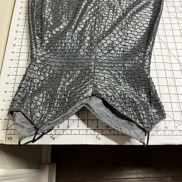 Vintage Niteline 90s Y2K Gunmetal Grey All Over Beaded Mini Body Con Dress 4
