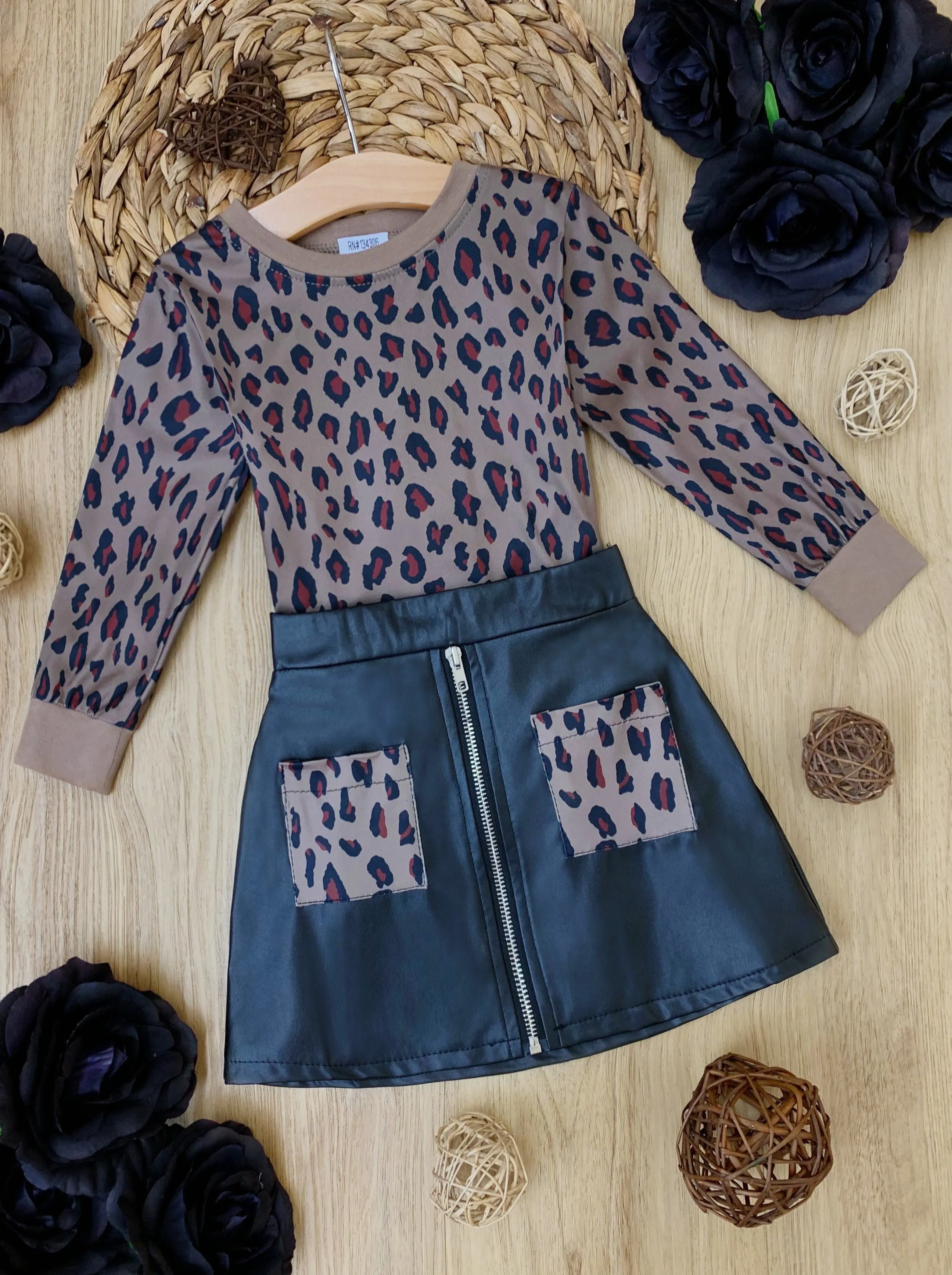 Walk on the Wild Side Vegan Leather Skirt Set