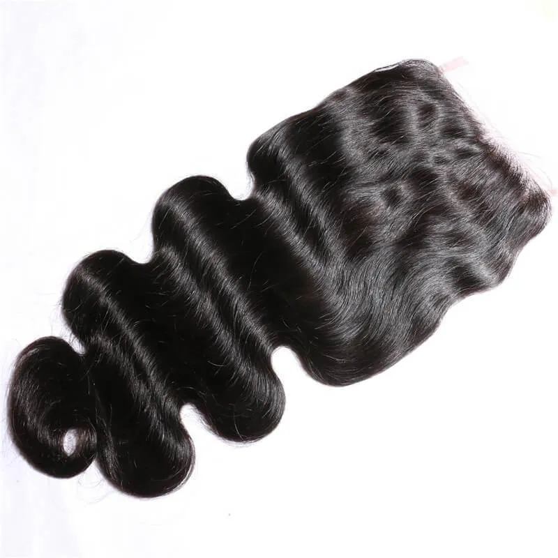 Wavymy Body Wave Natural Color Virgin Human Hair Weave 4 Bundles with 5x5 Lace Closure