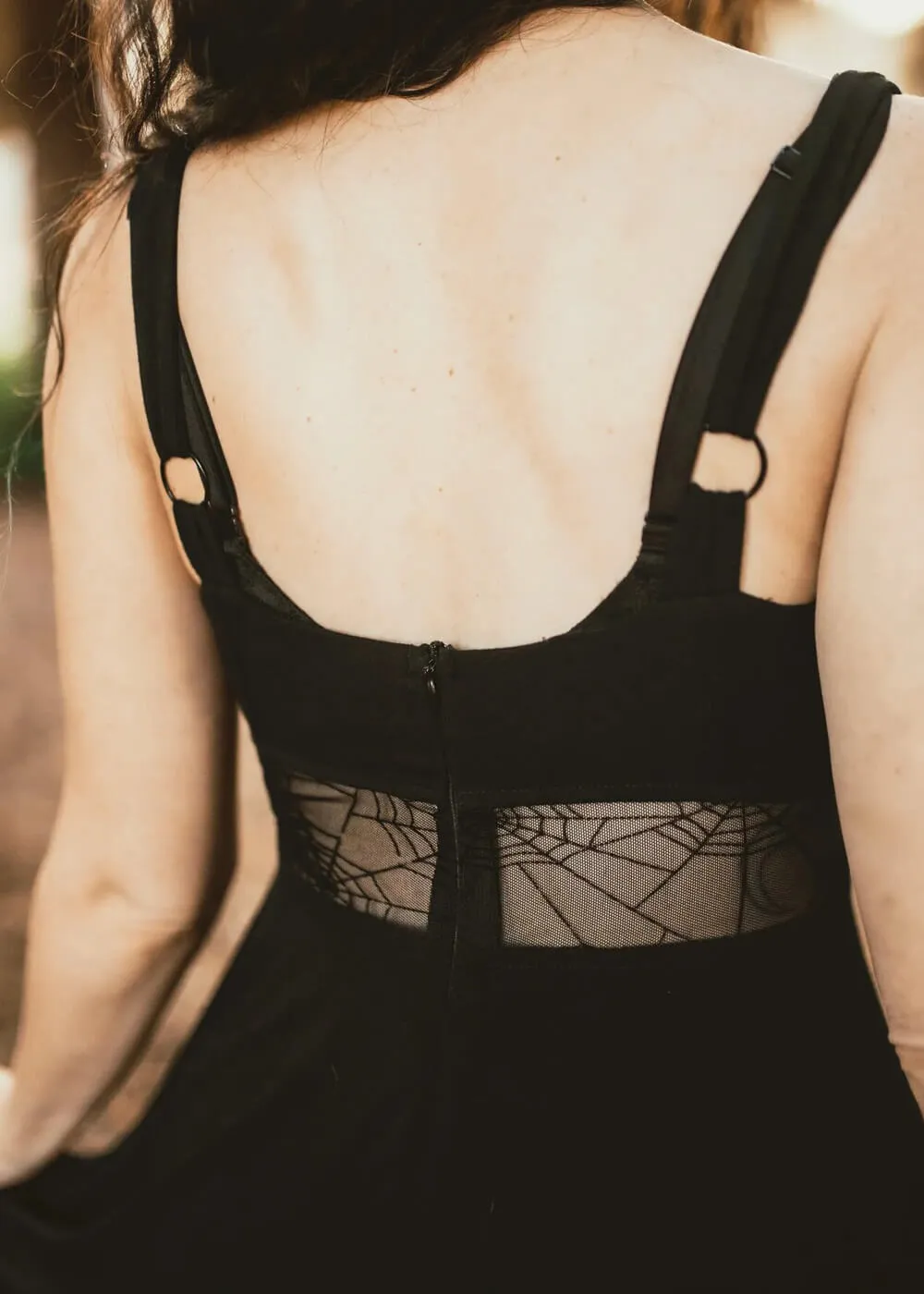 Weasel Wear Arachnophobia Spiderweb Maxi Dress Black