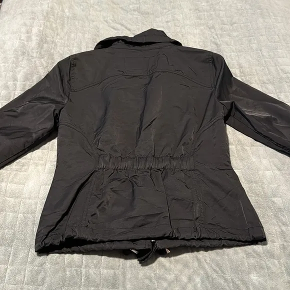 White House Black Market Jacket, Black, Ruffles, 3/4 Sleeves, Zipper, Size 2
