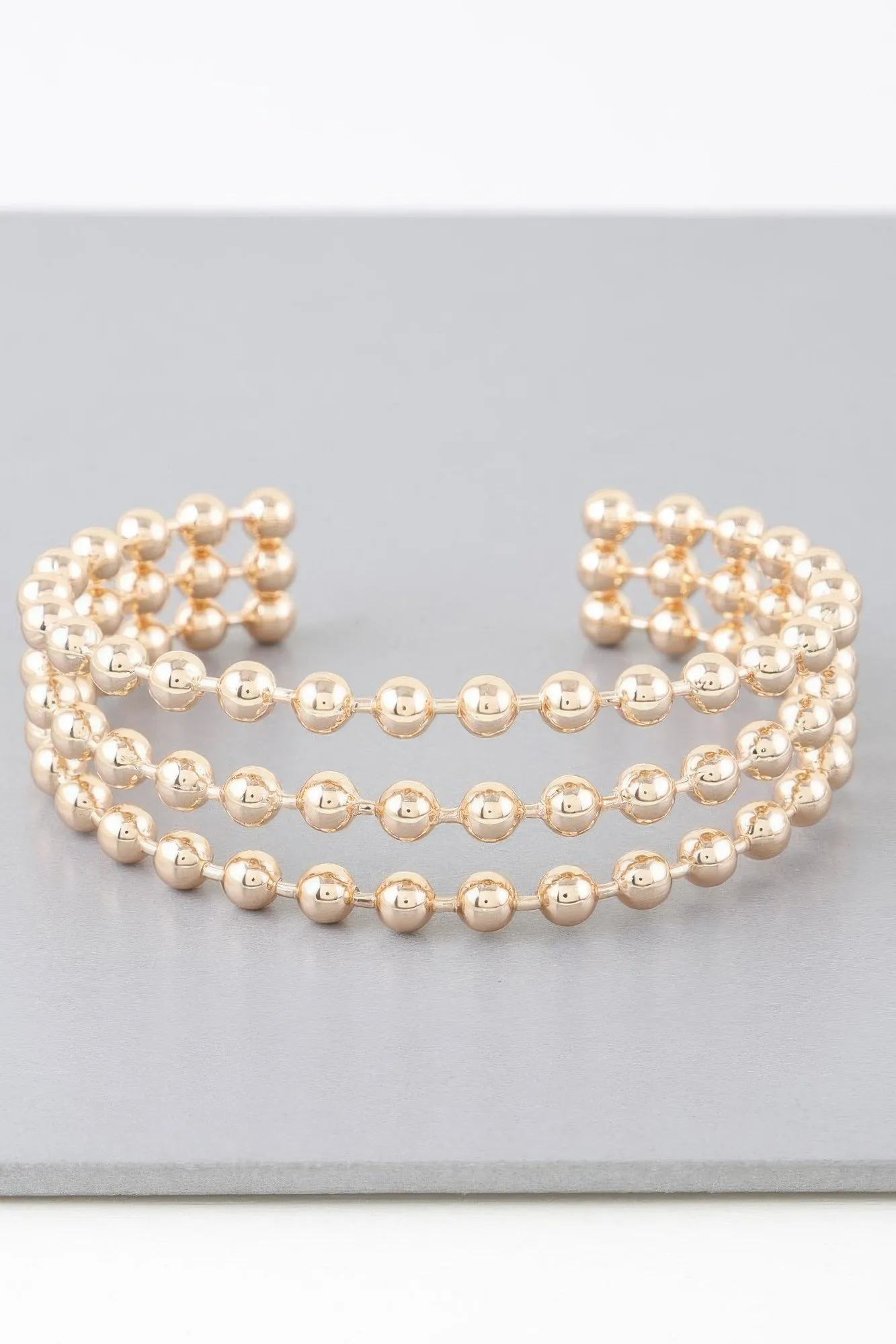 Wide Triple Beaded Cuff Bracelet