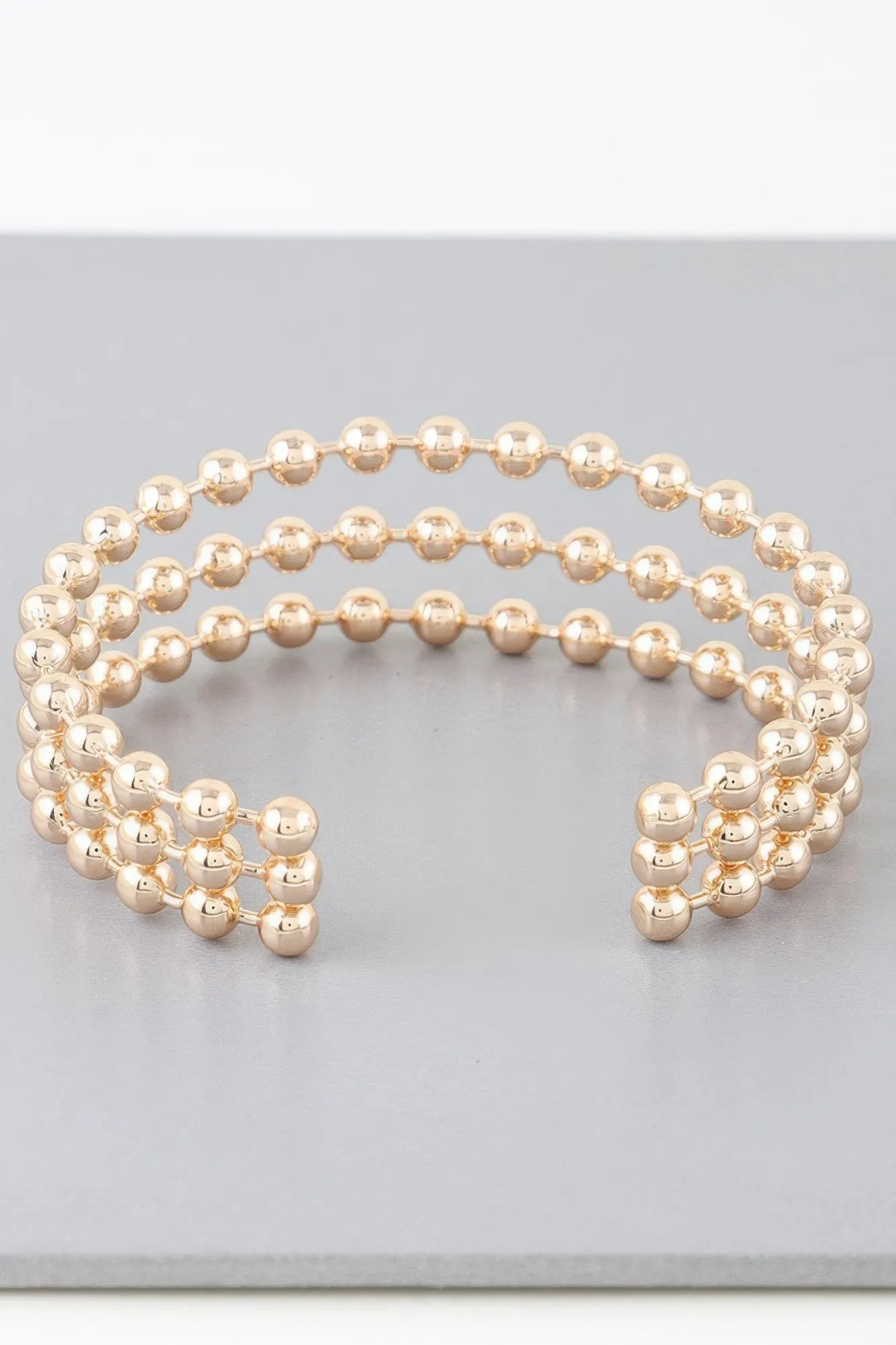 Wide Triple Beaded Cuff Bracelet