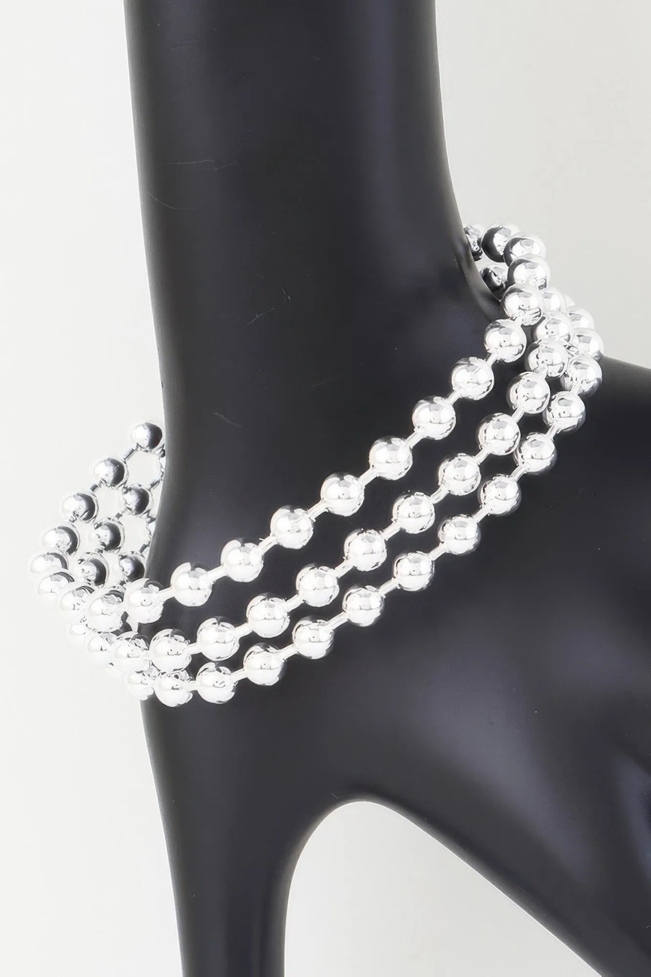 Wide Triple Beaded Cuff Bracelet