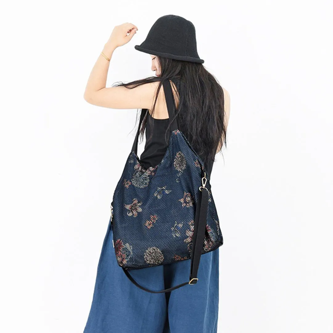 Women Mesh Printed Denim Casual Shoulder Bag Crossbody Bag