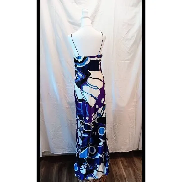 Y2K Vintage Satin Mosaic Beaded Evening Gown