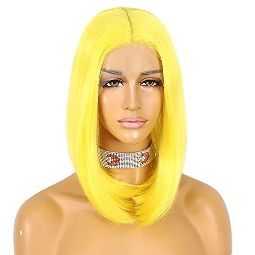 Yellow Bob HD Lace Front Wigs for Women