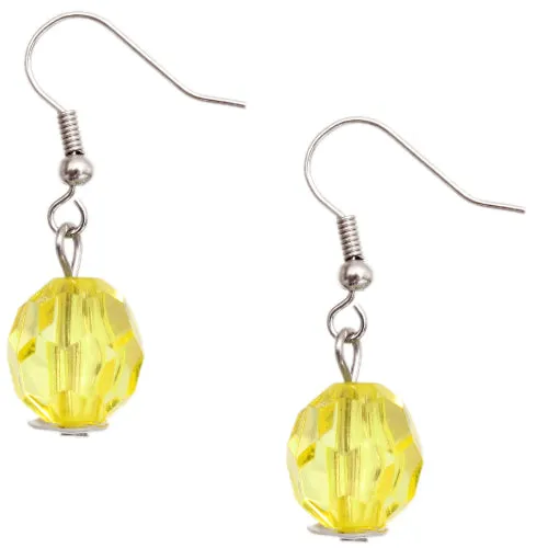 Yellow Open Circle Faux Marble Beaded Necklace Set