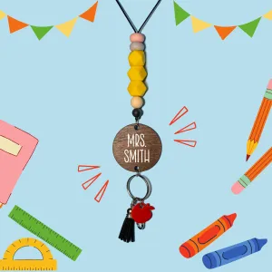 Yellow Pencil Personalized Teacher Lanyard