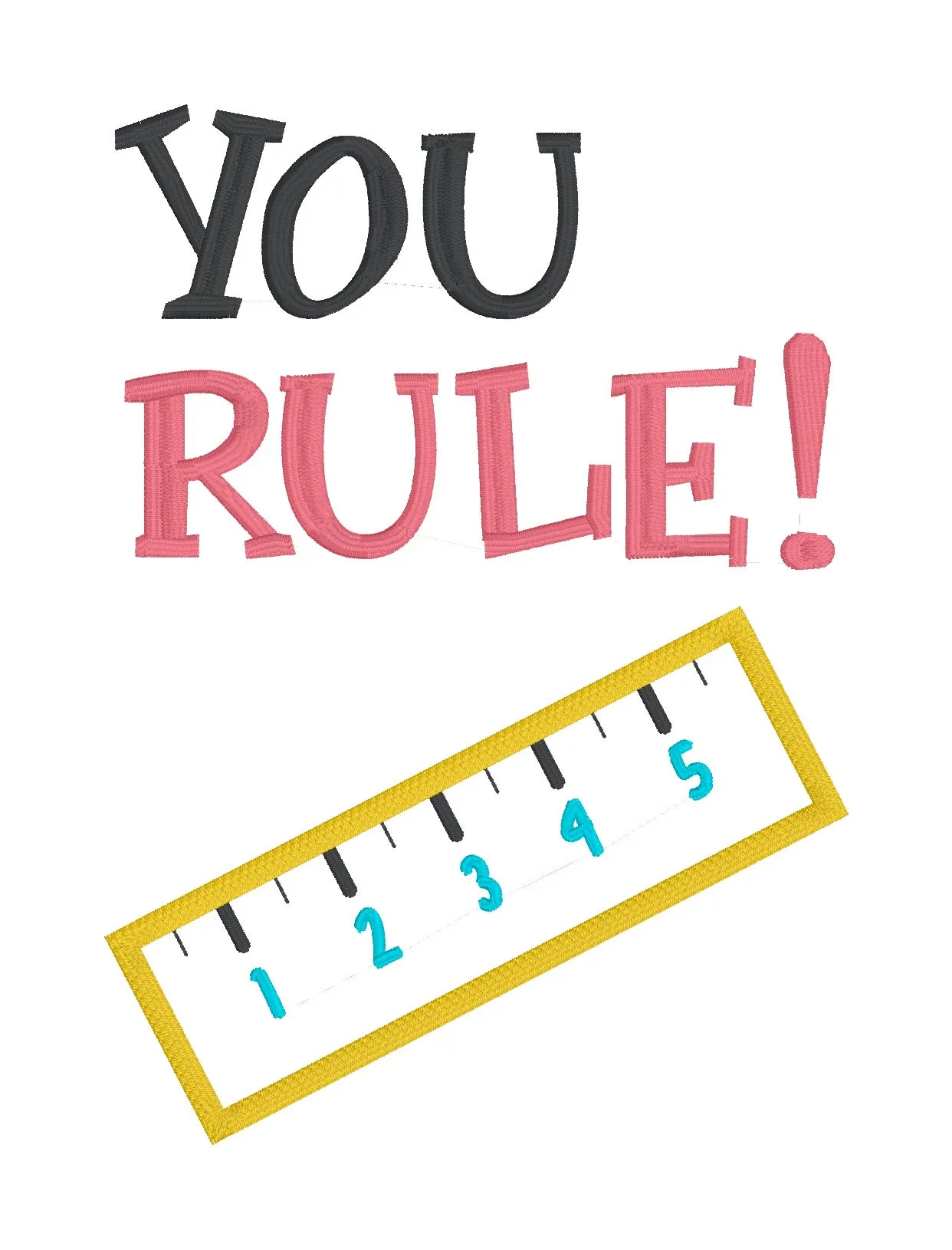You rule applique machine embroidery design (4 sizes included) DIGITAL DOWNLOAD
