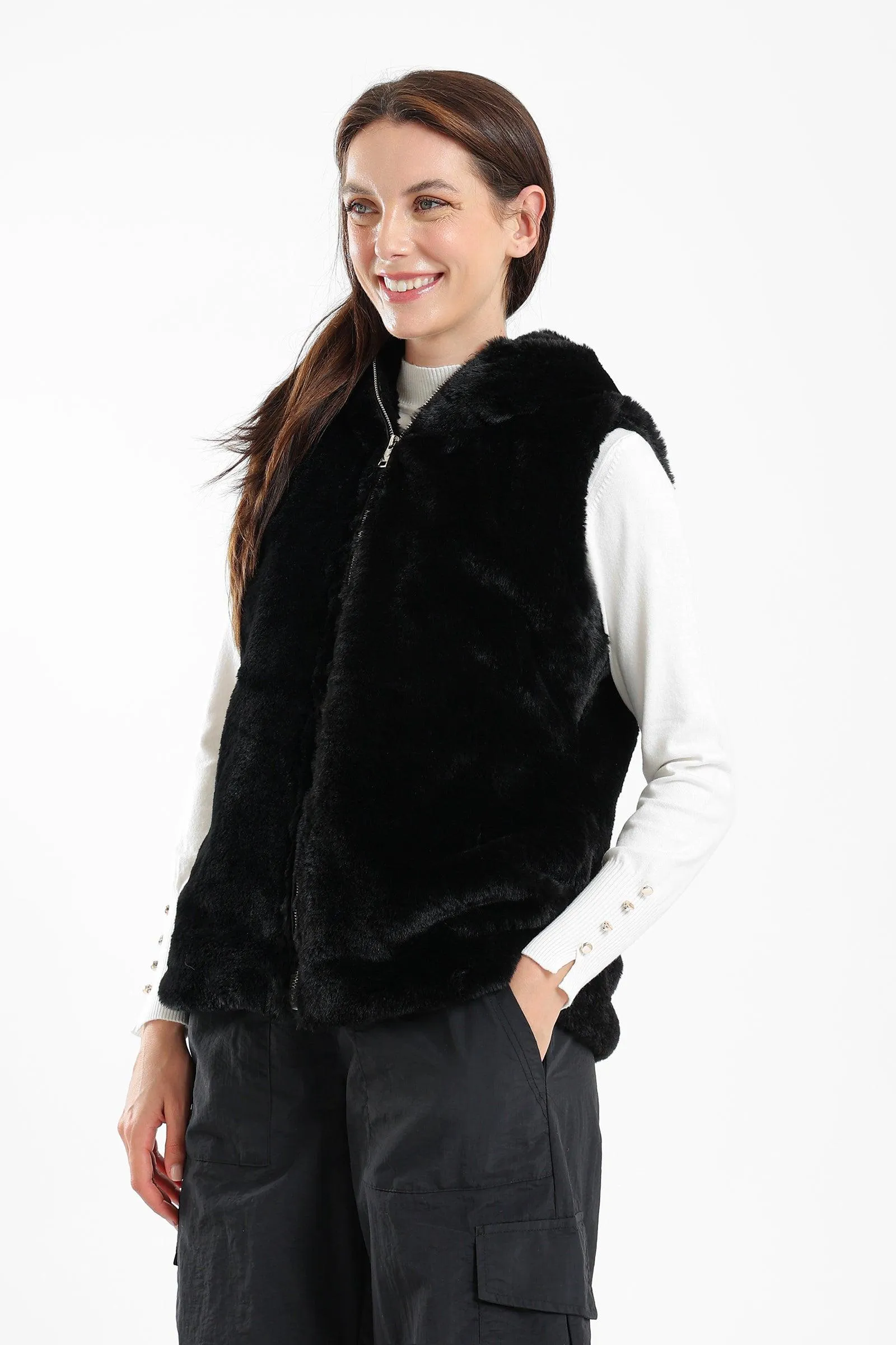 Zipper Closure Black Vest
