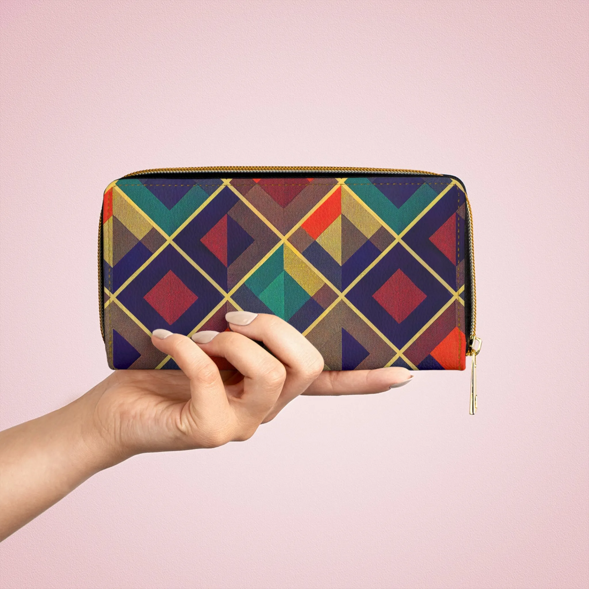 Zipper Wallet - Herringbone Kaleidoscope