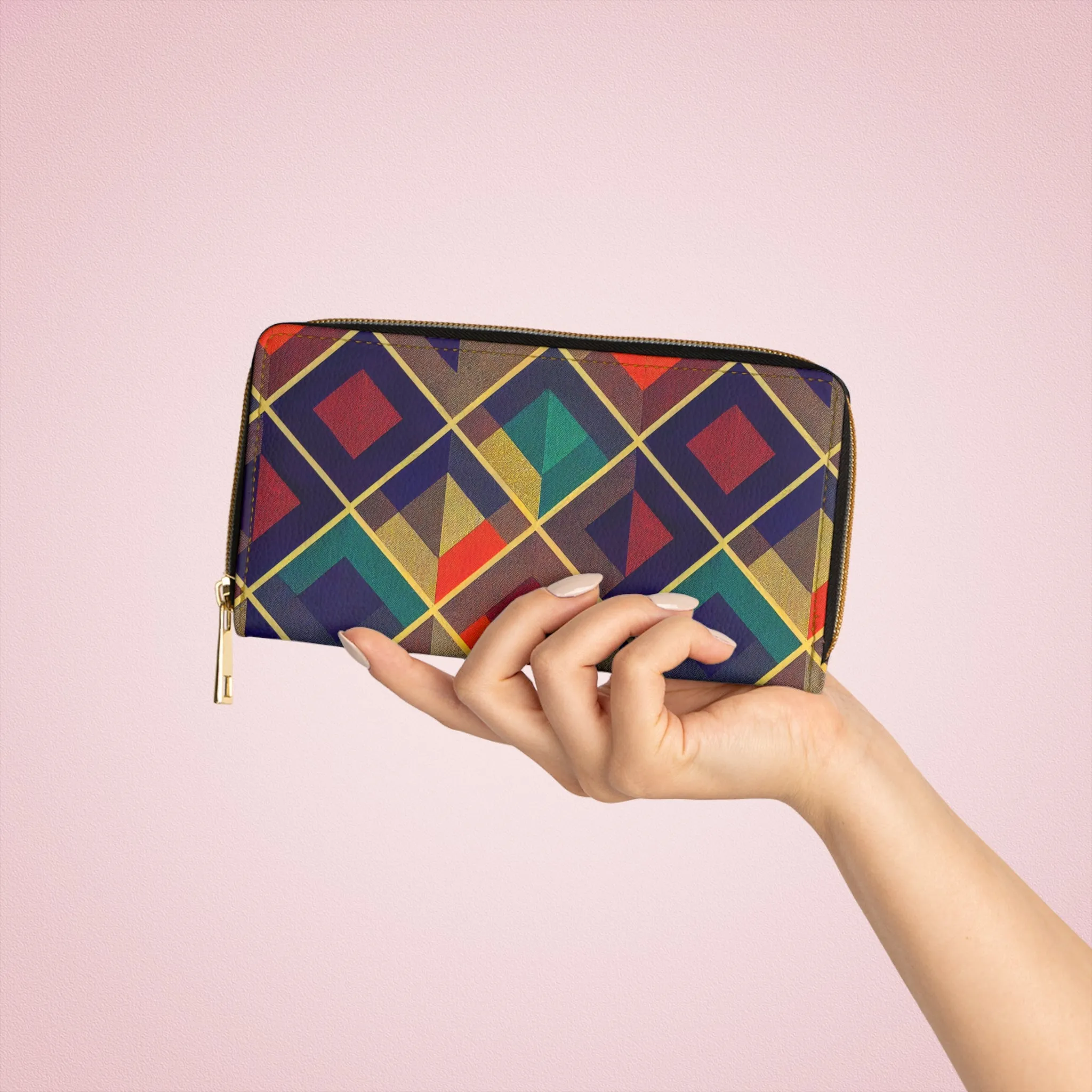 Zipper Wallet - Herringbone Kaleidoscope