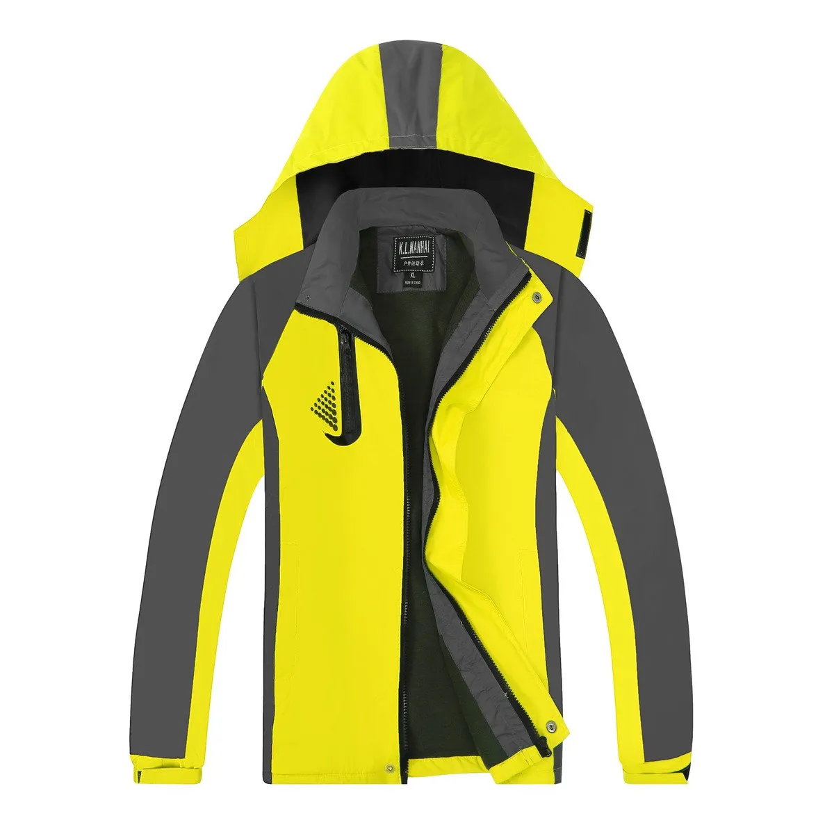Zippered Long-Sleeved Waterproof Jacket With Hood