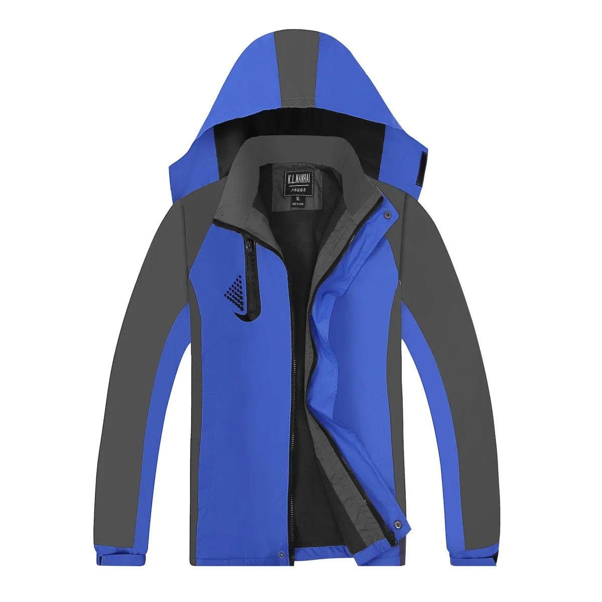 Zippered Long-Sleeved Waterproof Jacket With Hood