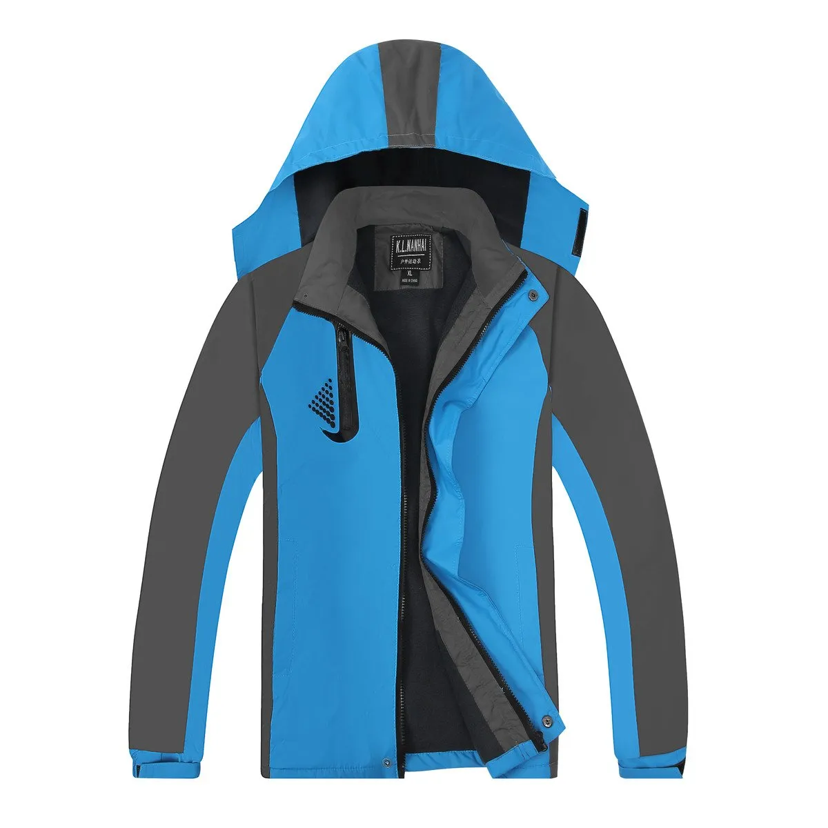 Zippered Long-Sleeved Waterproof Jacket With Hood